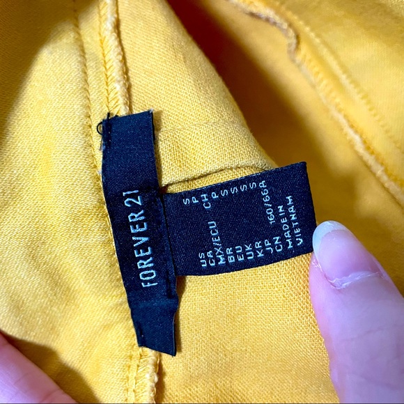 Solid Golden Yellow High Waist Button Front Mini Pencil A-Line Skirt | Size S - Picture 6 of 7